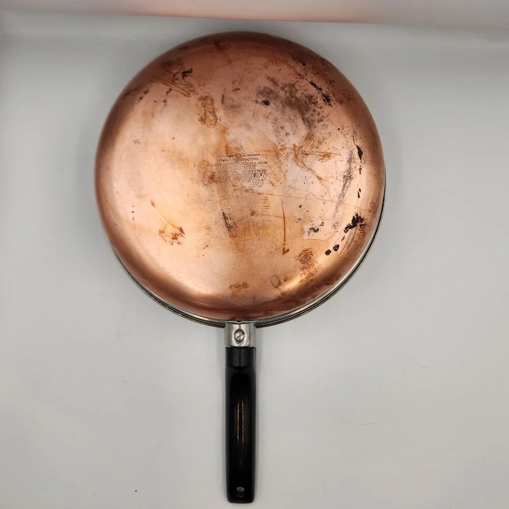 Ekco Ware Copper Bottom Fry Pan 10.25 Inch Stainless Steel Skillet Chicago USA